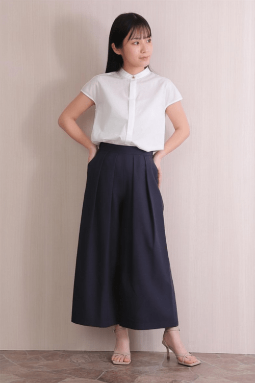 完売品✨ YOKO CHAN 異素材 バタフライフレアブラウス ドッキング 異素材ドッキング ] バックフレア ブラウス | きれいめかわいいSサイズ