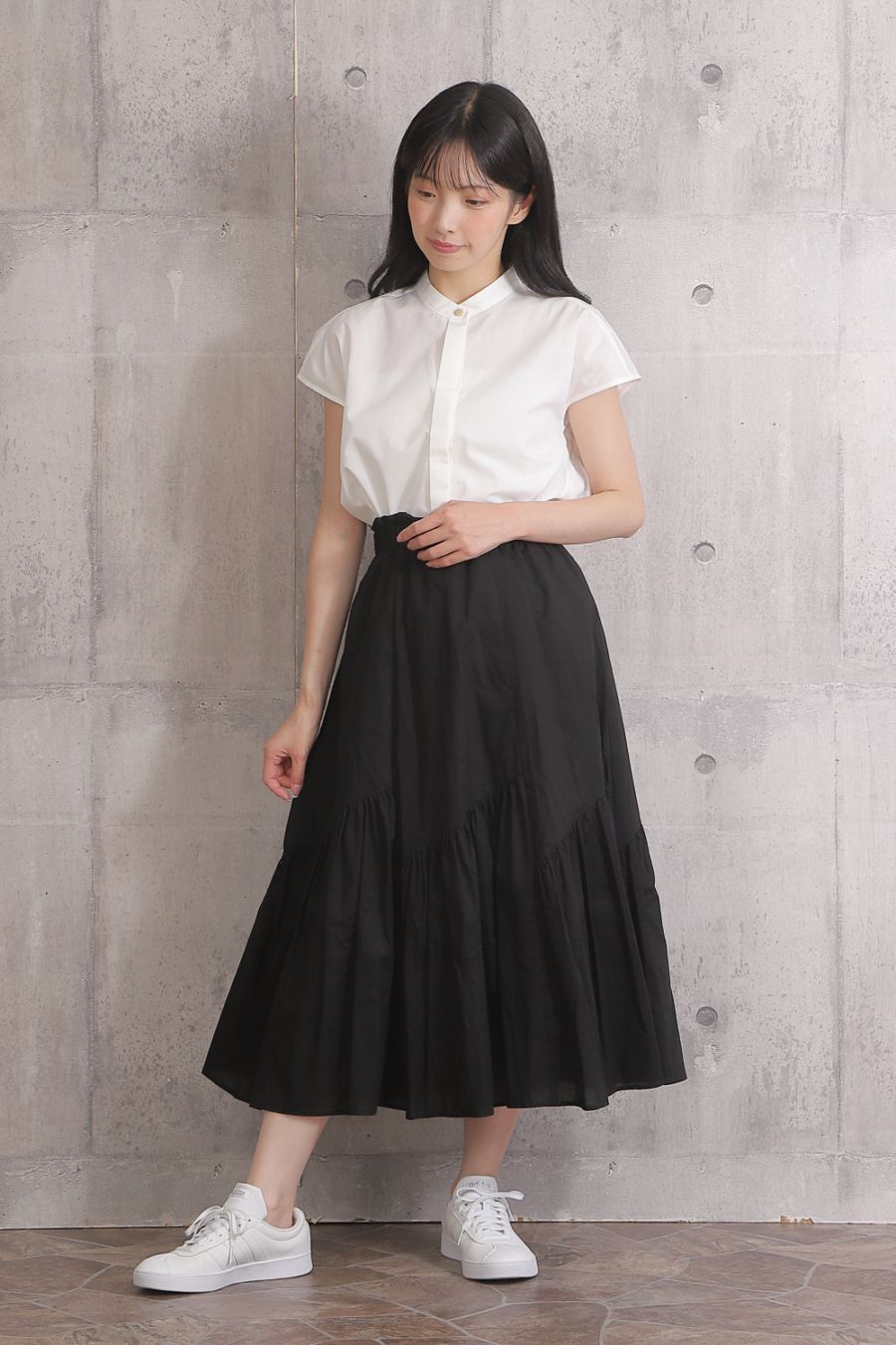 完売品✨ YOKO CHAN 異素材 バタフライフレアブラウス ドッキング 異素材ドッキング ] バックフレア ブラウス | きれいめかわいいSサイズ
