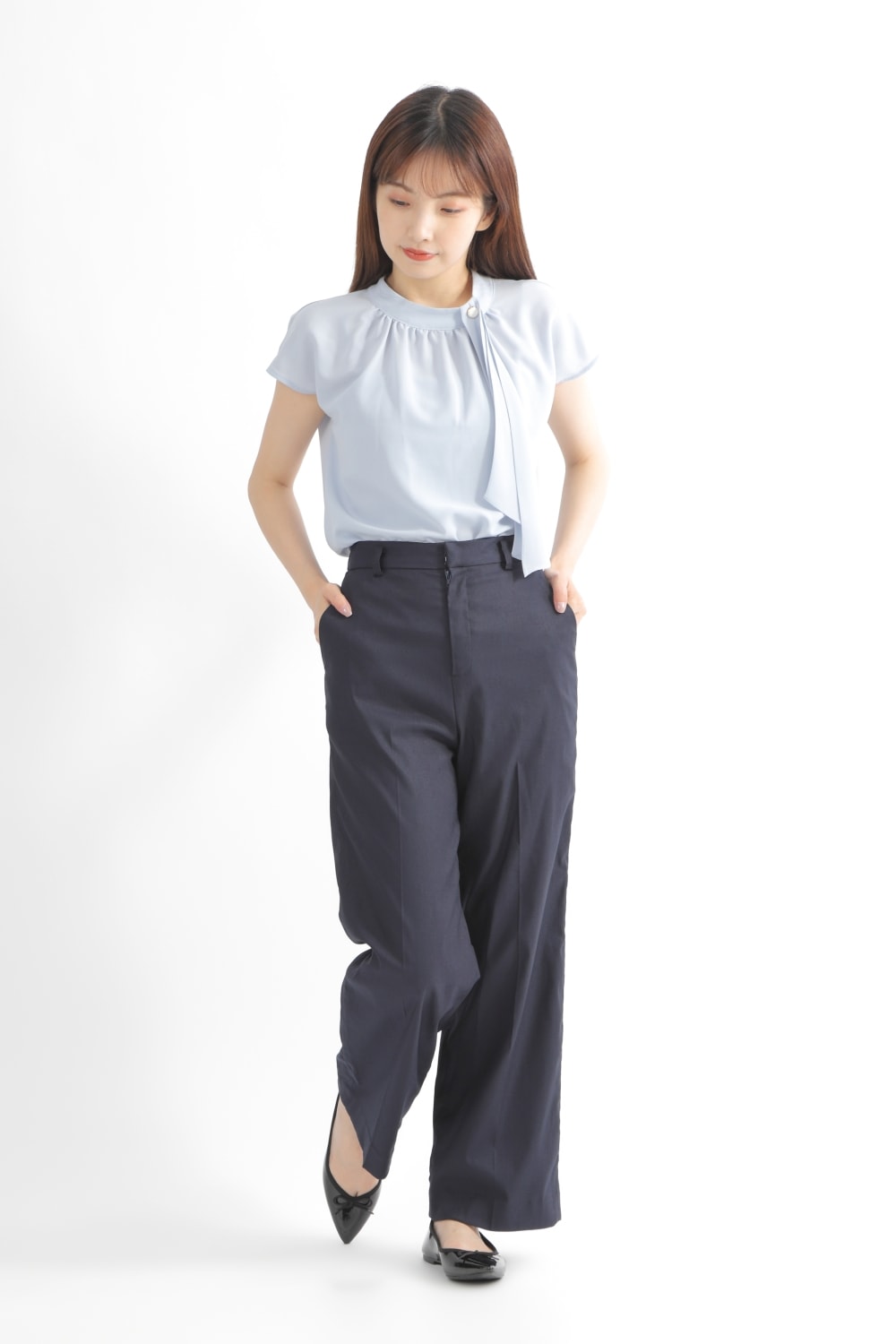 エムダブリュー MW TRIACETATE FRENCH SLEEVE BLOUSE ブラウス