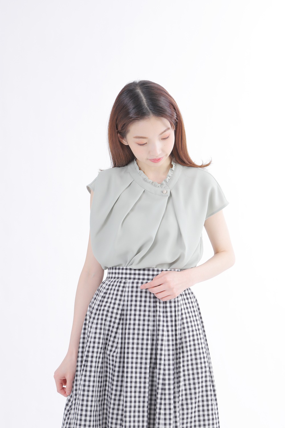美品☆Rene ルネ パール フリル フレンチスリーブ ブラウス 白 近年