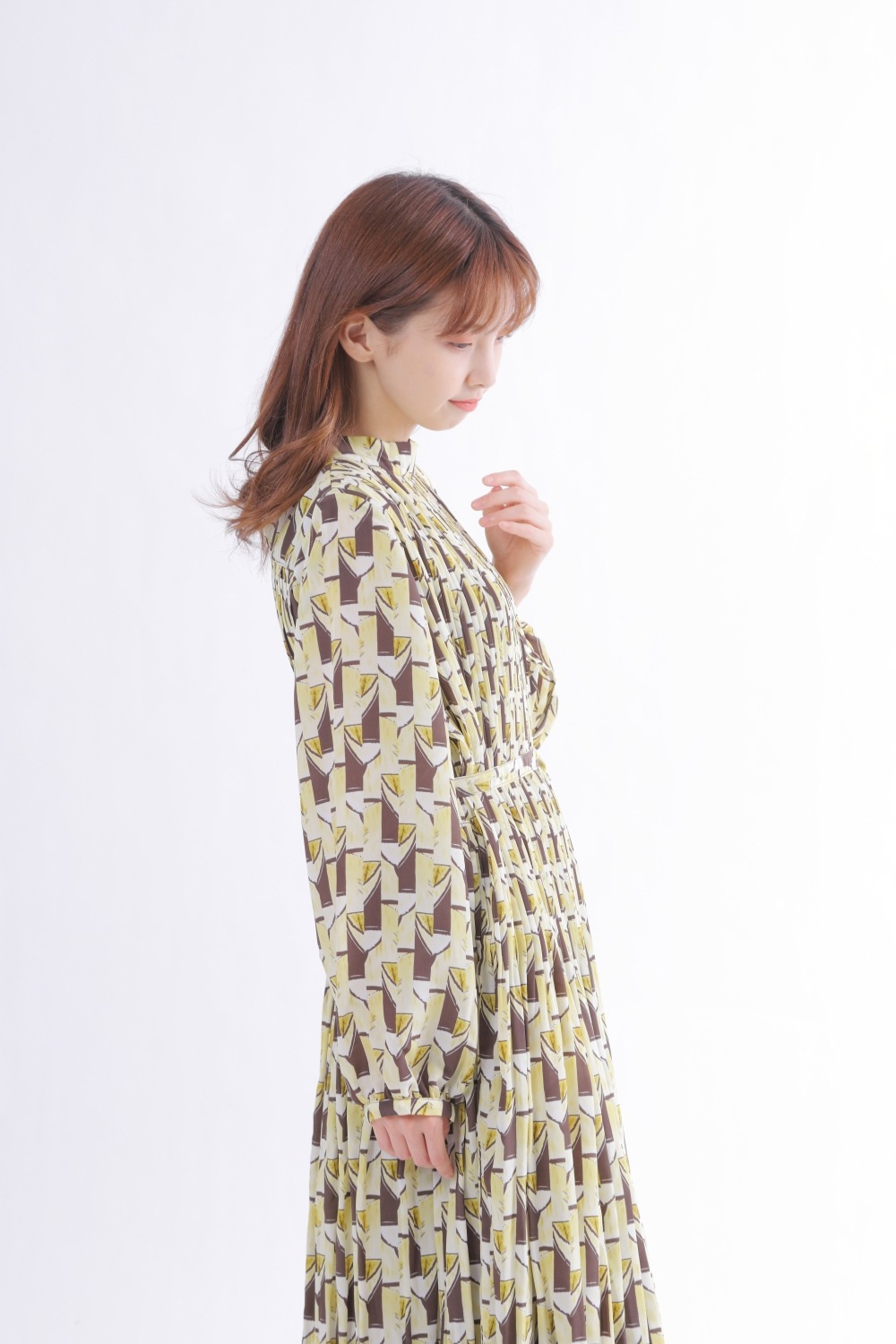 美品✨ダイアグラム 配色プリーツワンピース バイカラー 金ボタン 36 RUIRUE BOUTIQUE（ルイルエブティック） ワンピース 洗えるバイカラー