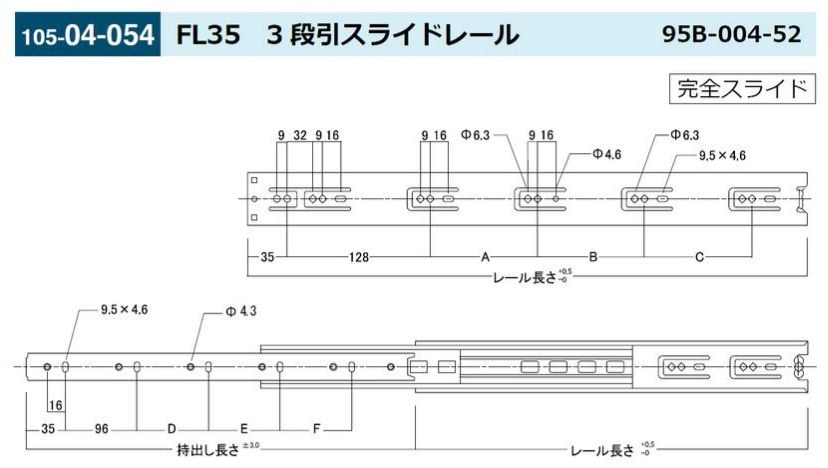 ハーフェレ] ソフトローラー 30KTS 3段引スライドレール