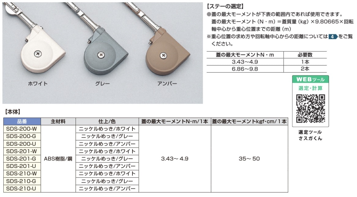 スガツネ工業/LAMP] ソフトダウンステー SDS-200型/201型/210型 上蓋用