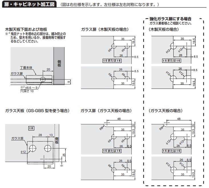 スガツネ工業/LAMP] ガラス丁番 GS-GH5型 インセット扉用