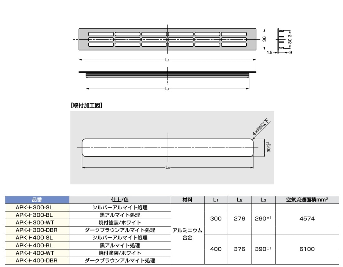 スガツネ工業/LAMP] アルミ合金製空気孔 APK-H型