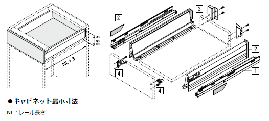 ブルム] タンデムボックス 30kg荷重 部品セット