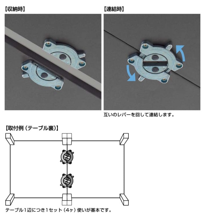スガツネ工業/LAMP] テーブル連結部品 4881-024 薄型タイプ(金属製)