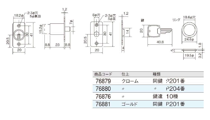 〇取寄品 [スリーナイン島野] 3500番 シリンダープッシュロック