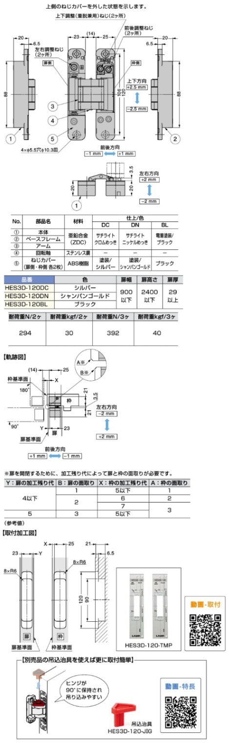 激安超安値 〇取寄品 [スガツネ工業] HES3D-120型 三次元調整機能付隠し丁番 バトルスピリッツ