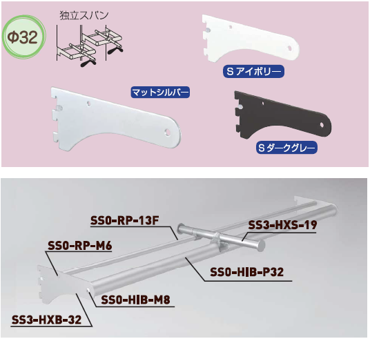 ロイヤル(SSシリーズ)] SS3-HXB-32 クロスパイプ用ハンガーブラケット