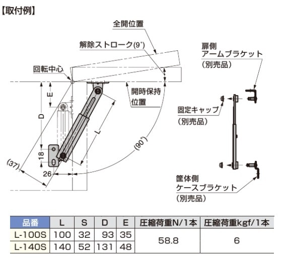 スガツネ工業/LAMP] ステンレス鋼製ミニフラップステー L-100S