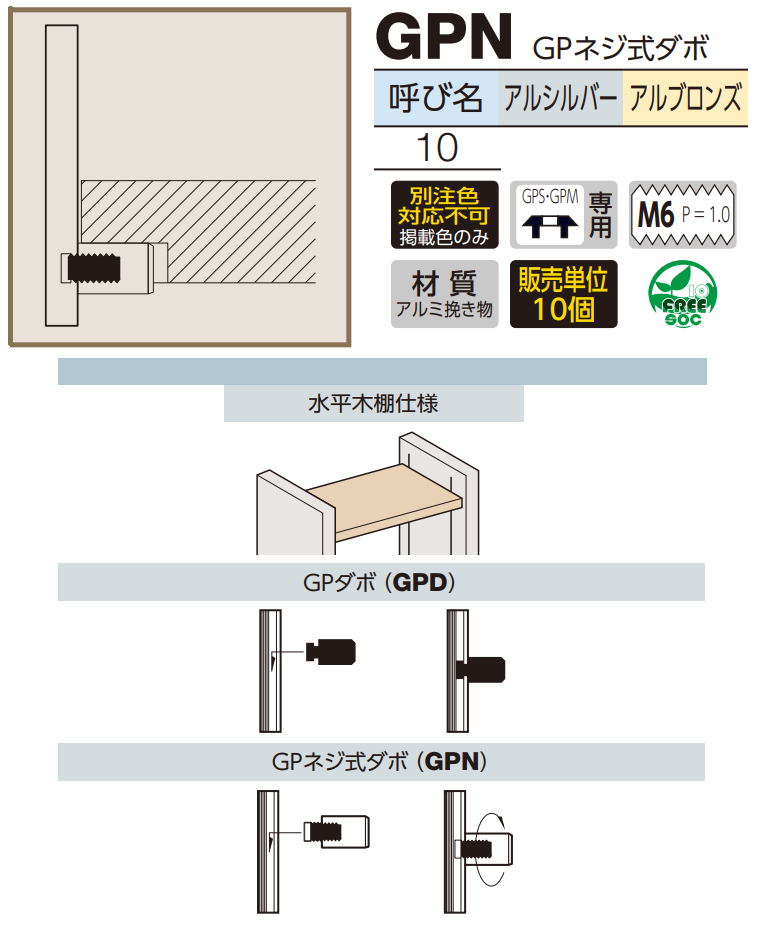 ロイヤル(AAシリーズ)] GPN GPネジ式ダボ ※販売単位1袋(10個入)