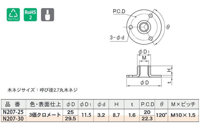石黒製作所] プラパート受座 N207型 ネジ径：M10