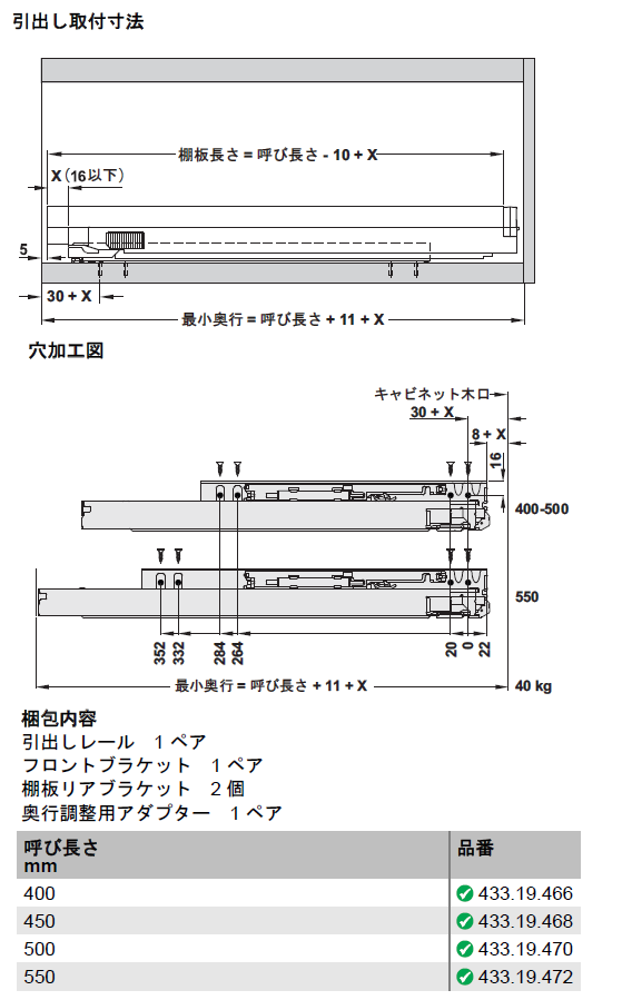 ハーフェレ] Grass ダイナプロ 底板止め 3段引 ※ソフトクローズ