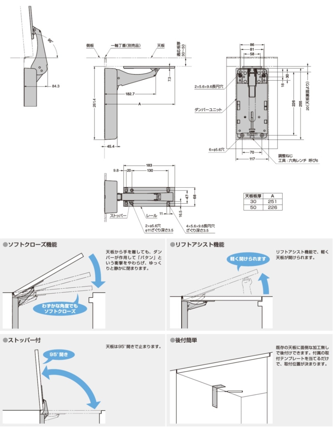 〇取寄品 [スガツネ] 重量用リフトアシストダンパー LADH型