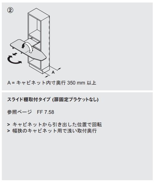 ハーフェレ] アイロン台 IRONFIX 棚板取付タイプ