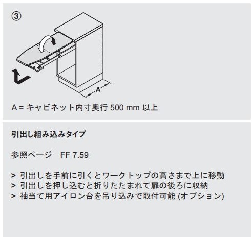 〇取寄品 [ハーフェレ] アイロン台 IRONFIX 引き出し組み込みタイプ