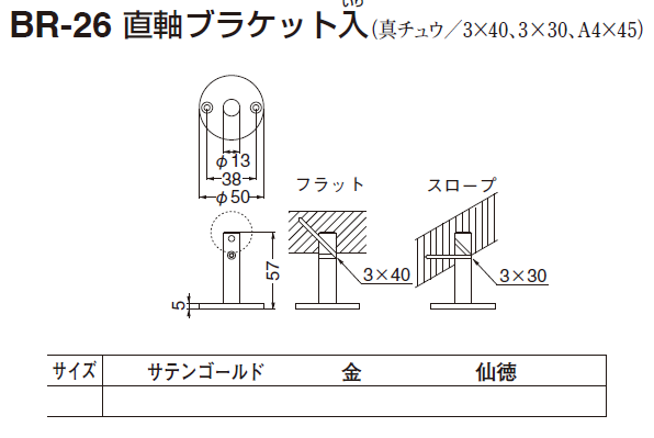 〇取寄品 [シロクマ] BR-26 直軸ブラケット入 ※木質手摺用