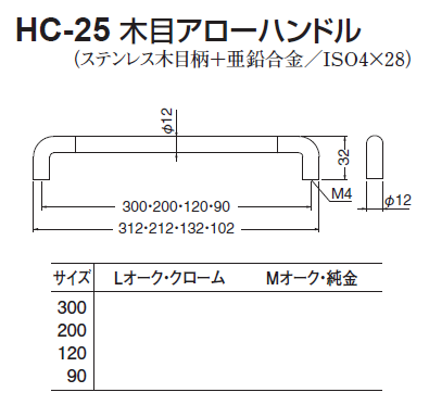 〇取寄品 [シロクマ] HC-25 木目アローハンドル