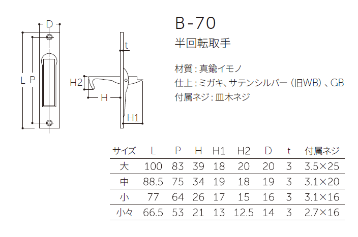 〇取寄品 [MARUKI] B-70 半回転取手