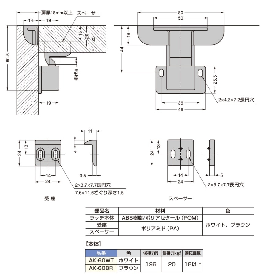 〇取寄品 [スガツネ工業] スライドラッチ AK-60型
