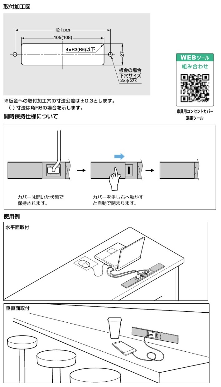 〇取寄品 [スガツネ工業] コンセントカバー DMC1W-SN型 金属カバータイプ