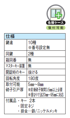 スリーナイン島野] シリンダー硝子栓錠