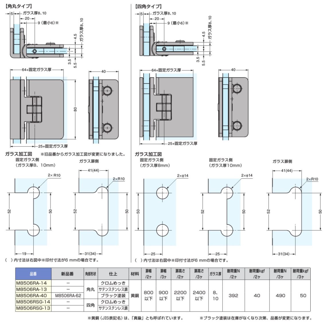 〇取寄品 [スガツネ工業] ガラスドア用自由丁番 M8506型 ガラス取付タイプ
