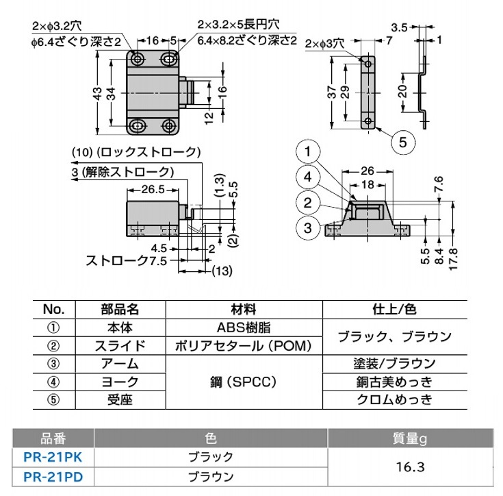 ブッチ様 リクエスト 5点 まとめ商品 スガツネ工業/LAMP] プッシュラッチ PR-21P型