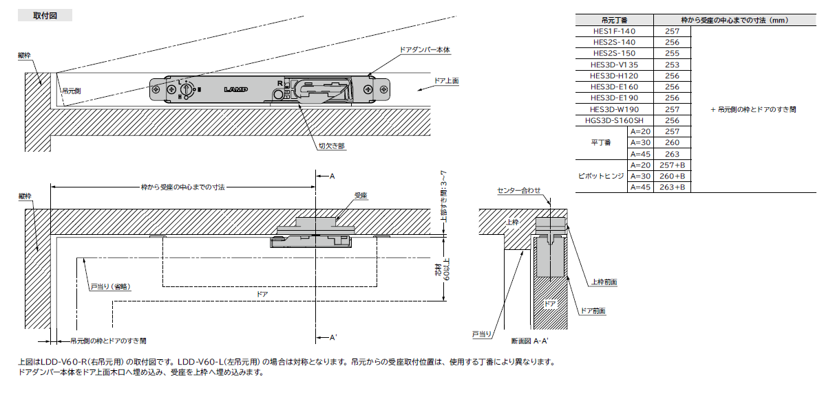 だんページ スガツネ工業/LAMP] ラプコン隠しドアダンパー LDD-V60型