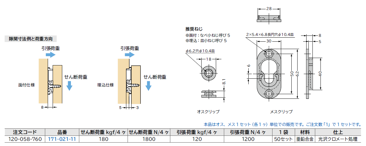 スガツネ工業/LAMP] ボタンフィックス 171-021-11 高荷重タイプ 金属製
