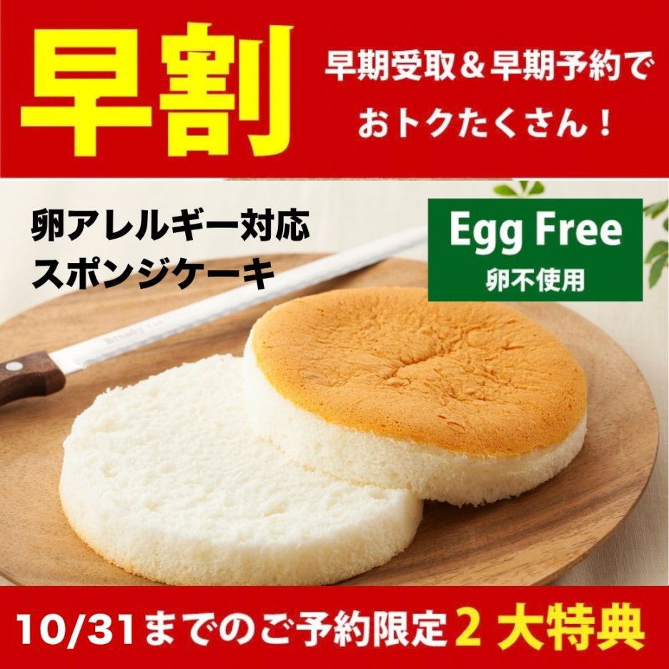 12/1-14受取 [卵不使用] スポンジケーキ【10%OFF &クリスマスオーナメントセットプレゼント】