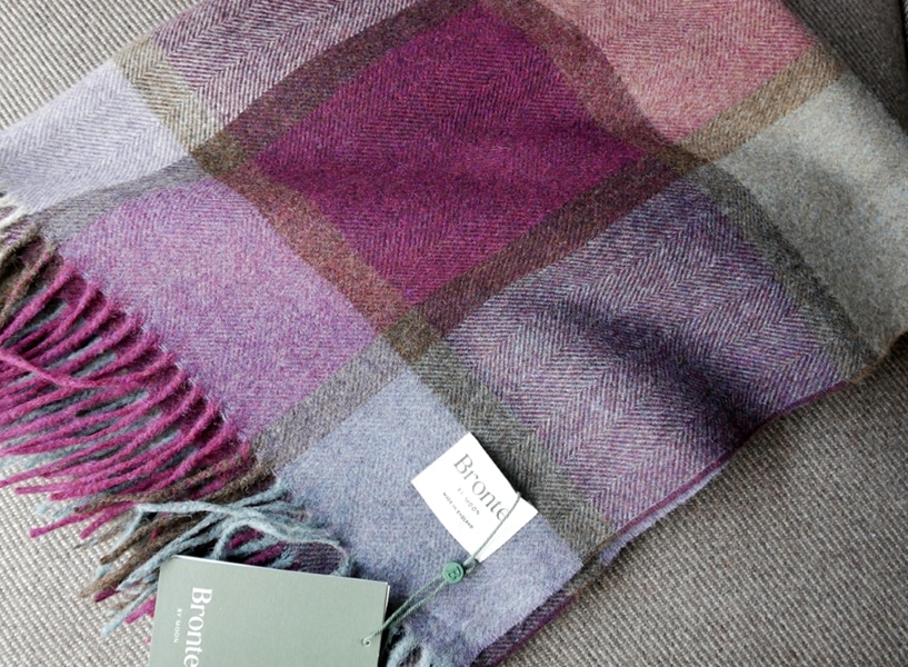 Bronte Wool Blanket/Shwal Red wine multi