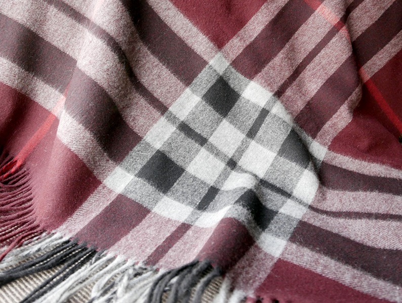 Bronte Wool Blanket/Shwal Burgandy multi