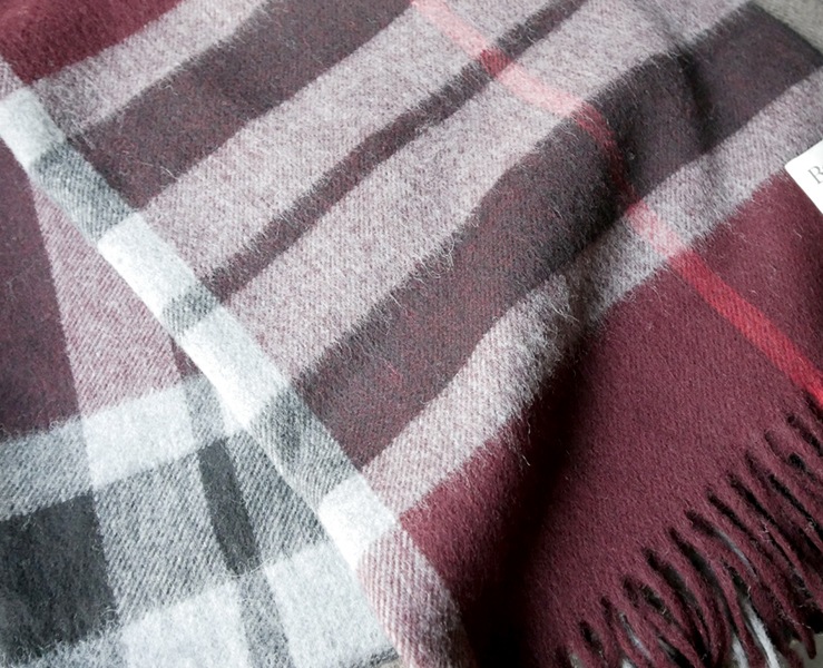 Bronte Wool Blanket/Shwal Burgandy multi