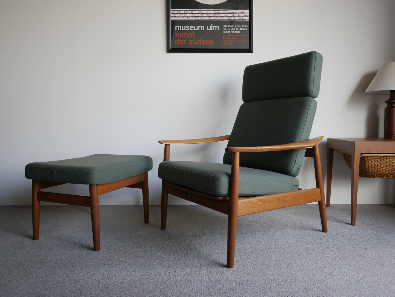 Highback chair Foot stool set by Arne Vodder 