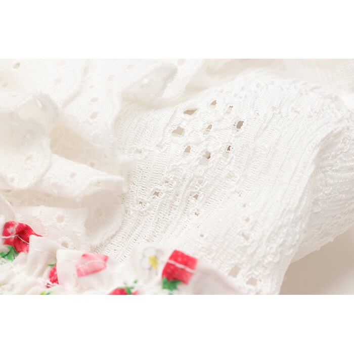 きゃんナナ　いちご柄シフォンドッキングワンピース　ホワイト Amazon.co.jp: いちご柄シフォンドッキングワンピース (ホワイト
