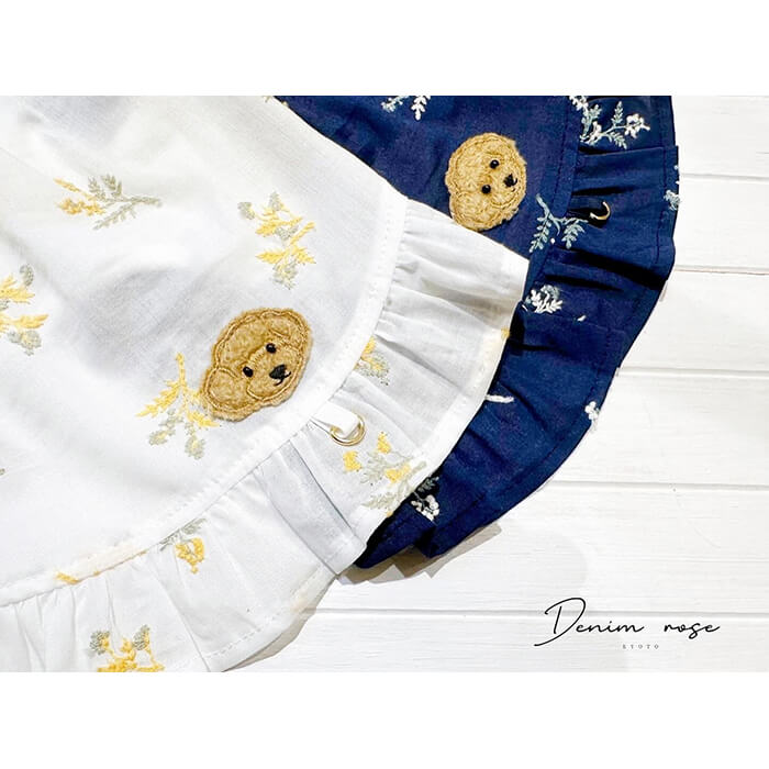 DENIM ROSE ワッペンフラワー刺繍キャミソール 犬 キャミ 【デニム