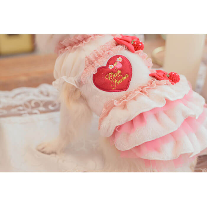 きゃんナナ　冬いちごデコレーションワンピース　L 楽天市場】犬服 冬いちごスウィートアップワンピース 秋 冬服 冬ワンピ