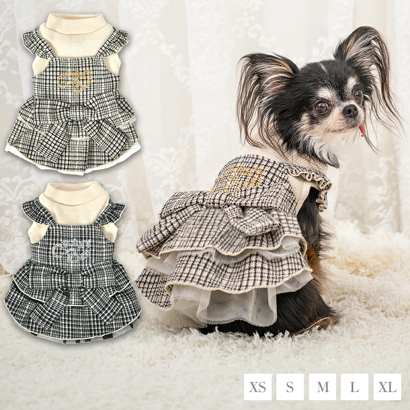 グレンチェックワンピ XS/S/M/L/XL クレイジーブー 犬服 ドッグウェア