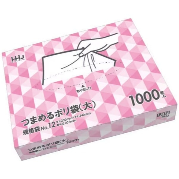 【法人様限定】つまめるポリ袋(規格袋)　ティッシュタイプ　No.12　0.007×230×340mm　1000枚×12個　JZ12【メーカー直送・時間指定不可・沖縄、離島不可】 法人様限定】つまめるポリ袋(規格袋) ティッシュタイプ No.12 0.007