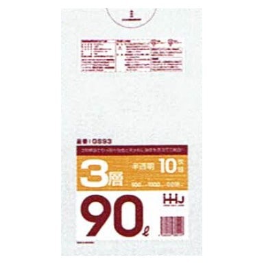 【法人様限定】ポリ袋　90L　LLDPE+HDPE　0.018×900×1000mm　半透明　10枚×60冊(600枚)　GS93　3ケースロット【メーカー直送・時間指定不可・沖縄、離島不可】 法人様限定】ポリ袋 90L LLDPE+HDPE 0.018×900×1000mm 半透明 10枚×60