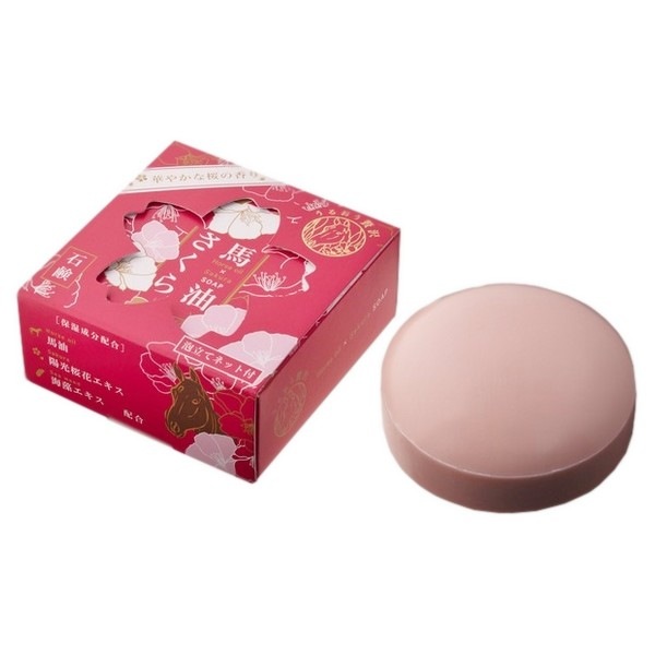 入荷未定】フェニックス 馬油さくら石鹸 100g 泡立てネット付 の