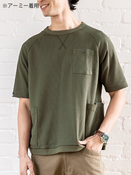 5ポケット半袖Tシャツ ライトワッフル生地 G437 春夏 大容量ポケット