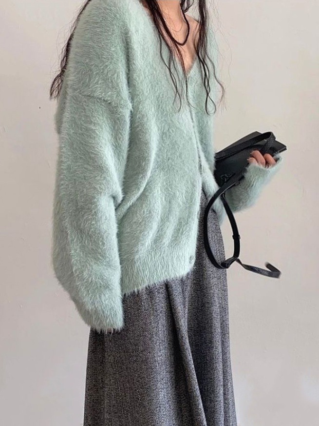 【UNISEX】Wool Fur Knit Cardigan / 2colors