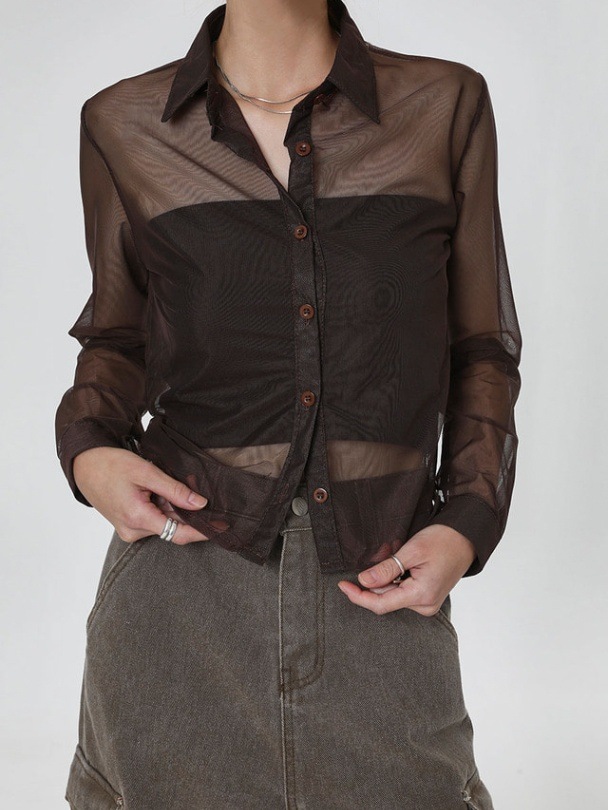 Seethrough Crop Shirt / 2colors