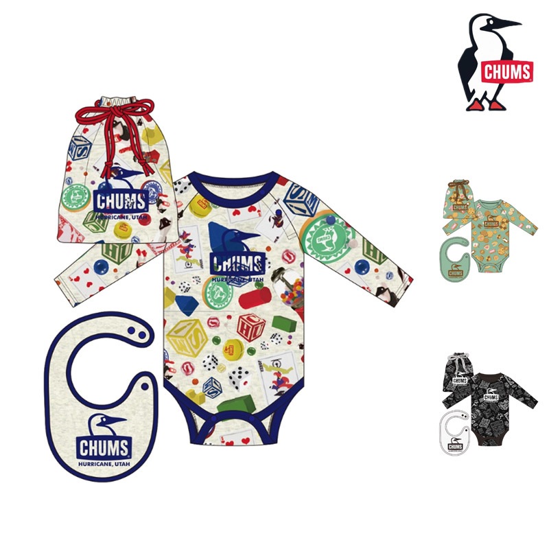セール SALE チャムス CHUMS ベビー パターンド ロングスリーブ ギフト セット BABY PATTERNED L/S GIFT SET ロンパース スタイ CH27-1040 ベビー