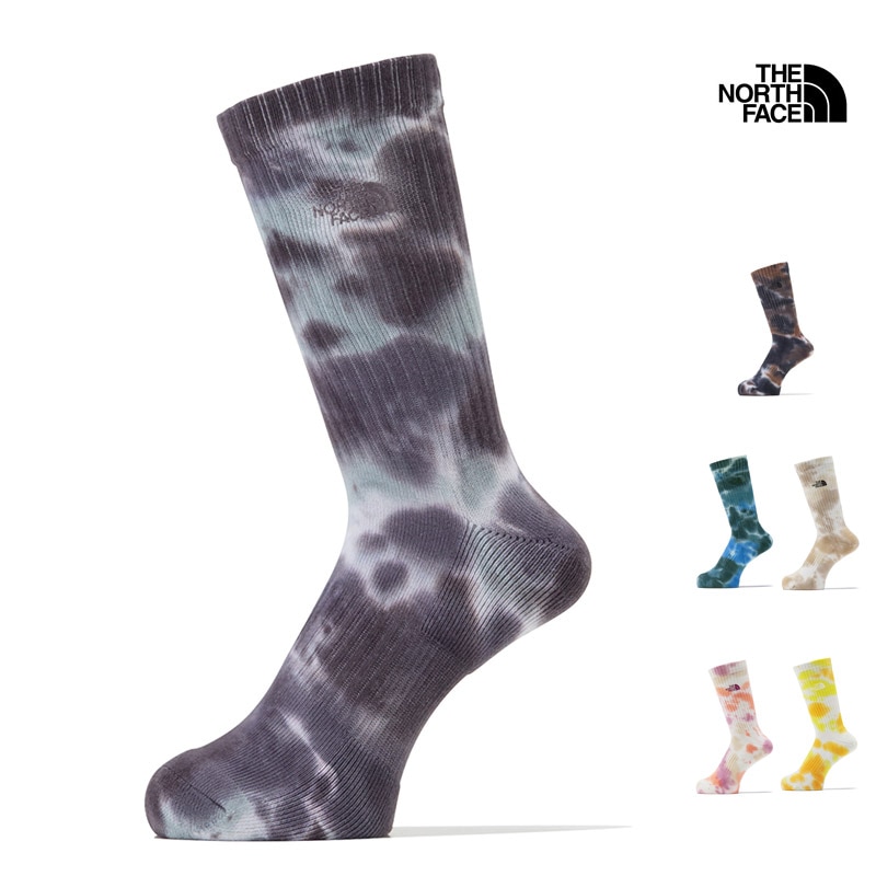 ザ・ノース・フェイス THE NORTH FACE NN82613 タイ ダイ クルー TIE DYE CREW メンズ レディース 男女兼用 靴下 ソックス クルーソックス アウトドア キャンプ 普段使い スポーツ タイダイ オーガニックコットン 抗菌 防臭 26-27 秋冬 新作