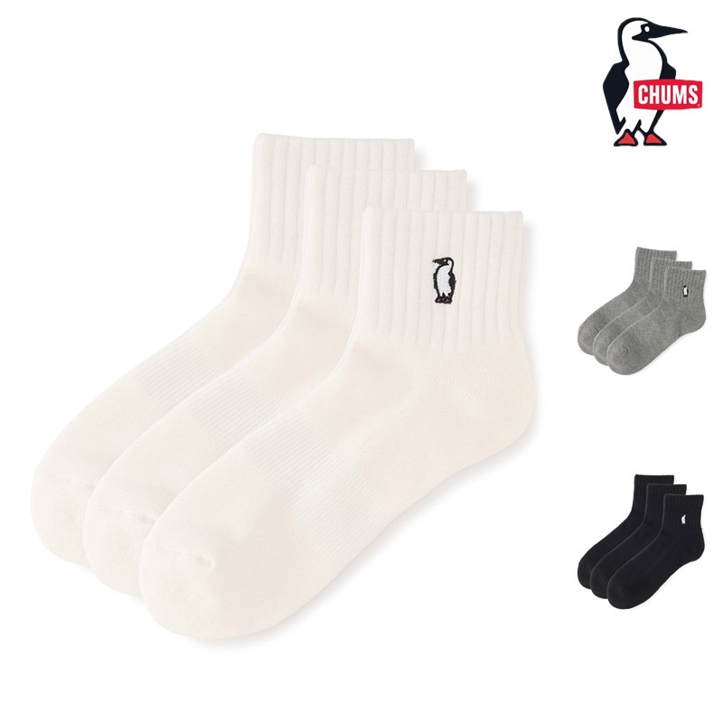 チャムス CHUMS CH06-1159 3P デイリー ブービー クルー ソックス 3P DAILY BOOBY CREW SOCKS メンズ レディース 男女兼用 靴下 ソックス アウトドア キャンプ 普段使い スポーツ 3足セット アンクル丈 ショート丈 抗菌 防臭 26-27 秋冬 新作