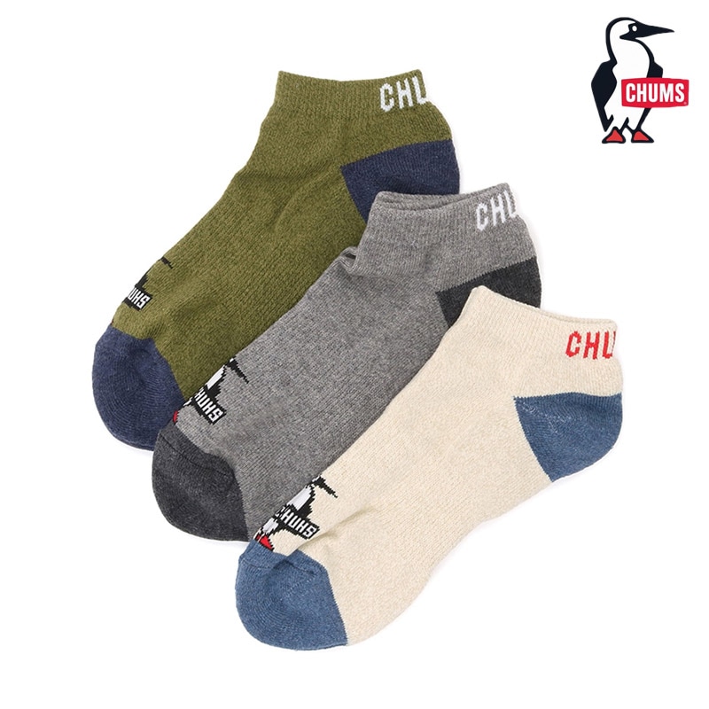 チャムス CHUMS CH06-1134 3P ブービー チャムス アンクル ソックス 3P BOOBY CHUMS ANKLE SOCKS メンズ レディース 男女兼用 靴下 ソックス スニーカーソックス アウトドア キャンプ スポーツ 3足セット くるぶし丈 抗菌 防臭 26-27 秋冬 新作